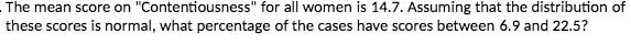 The mean score on "Contentiousness" for all women