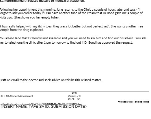 3.1 Referring health related matters to medical