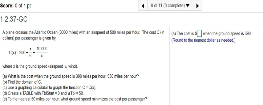 Score: 0 of 1 pt 9 of 11 (0 complete) 1.2.37-GC A