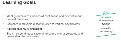 Learning Goals Identify domain restrictions of