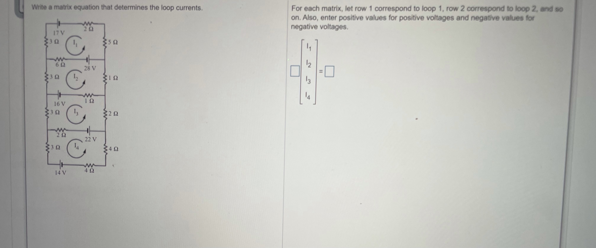 Question 1. Write a matrix equation that