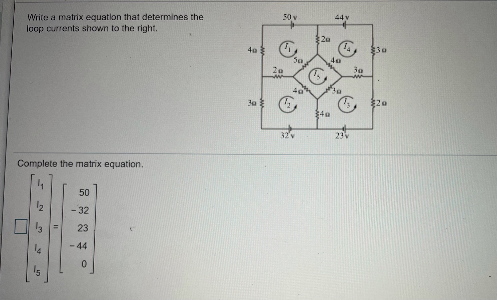 Question 1. Write a matrix equation that