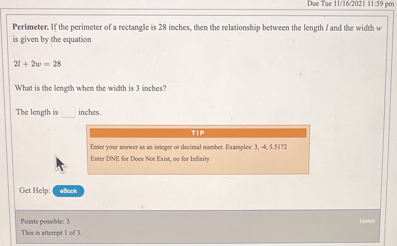 Due Tue 11/16/2021 11:59 pm Perimeter. If the