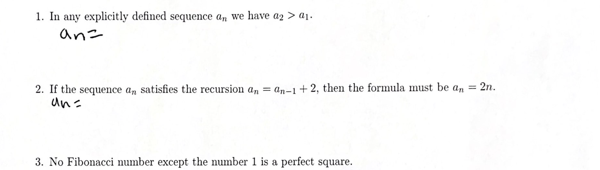 Counterexamples 2: Each of the following