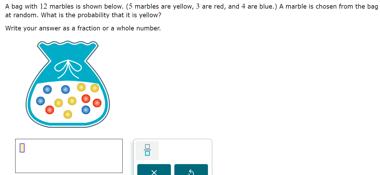 A bag with 12 marbles is shown below. ( 5 marbles