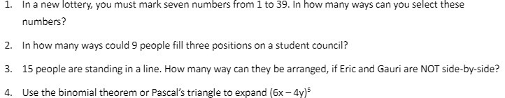 1. In a new lottery, you must mark seven numbers