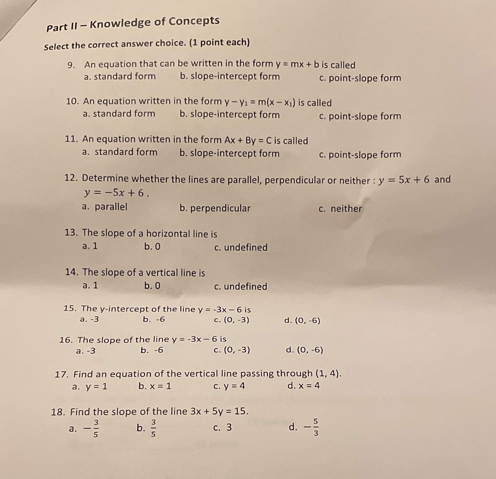 Need answered asap Part II - Knowledge of