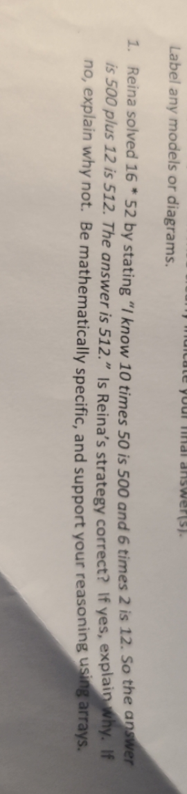 Please use arrays Label any models or diagrams.