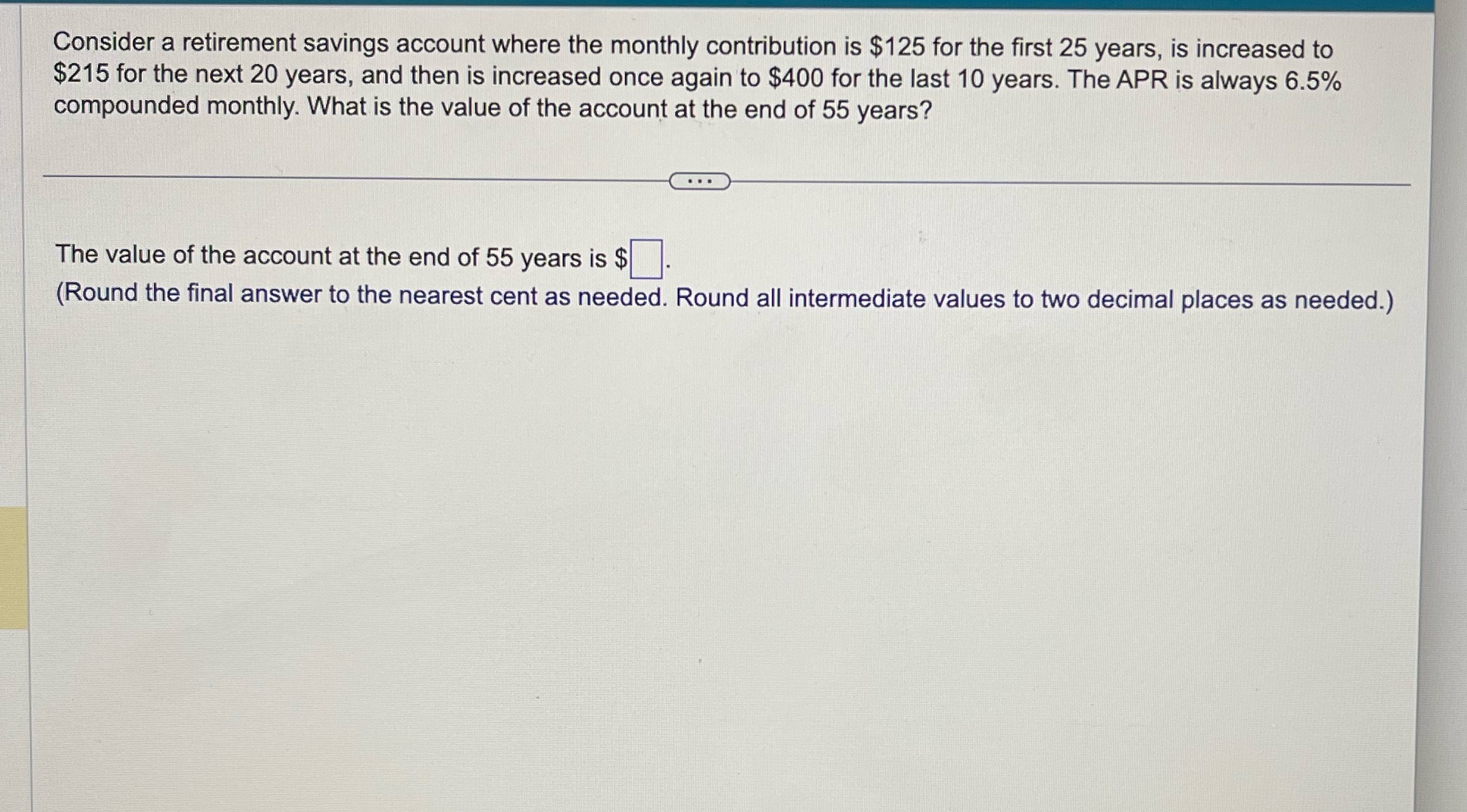 Consider a retirement savings account where the