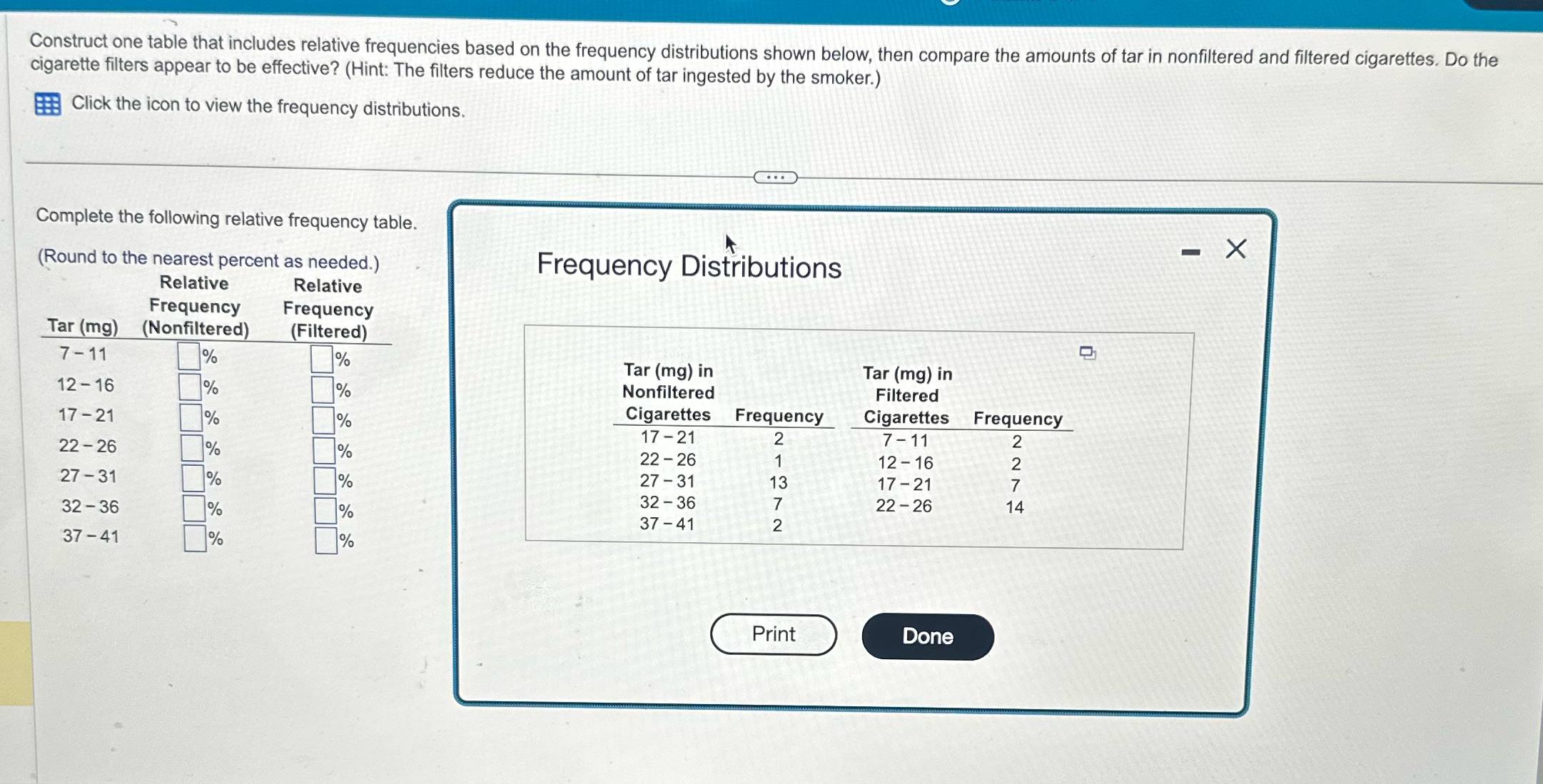 - Construct one table that includes relative