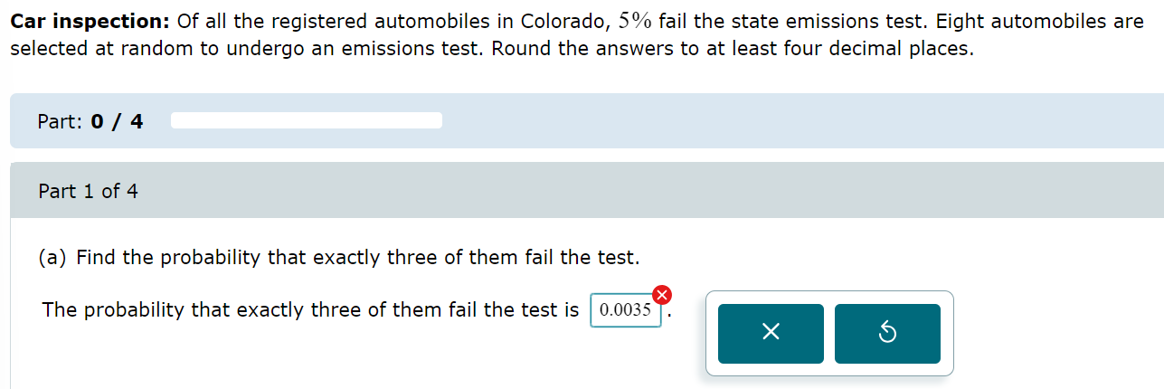 (a)Find the probability that exactly three of