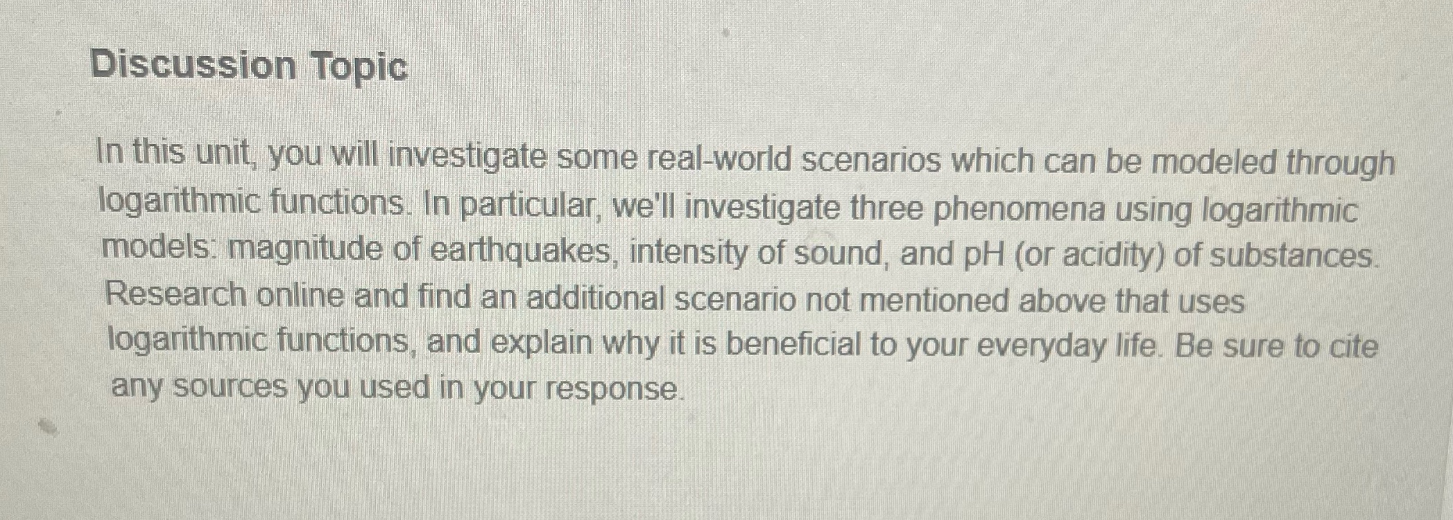 Discussion Topic In this unit, you will