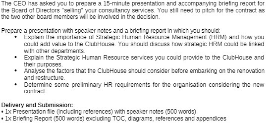 The CEO has asked you to prepare a 15-minute