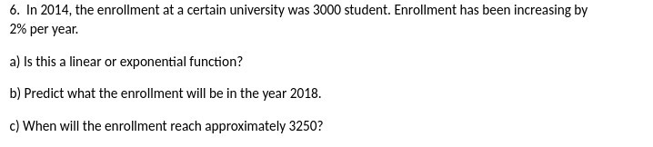 6. In 2014, the enrollment at a certain