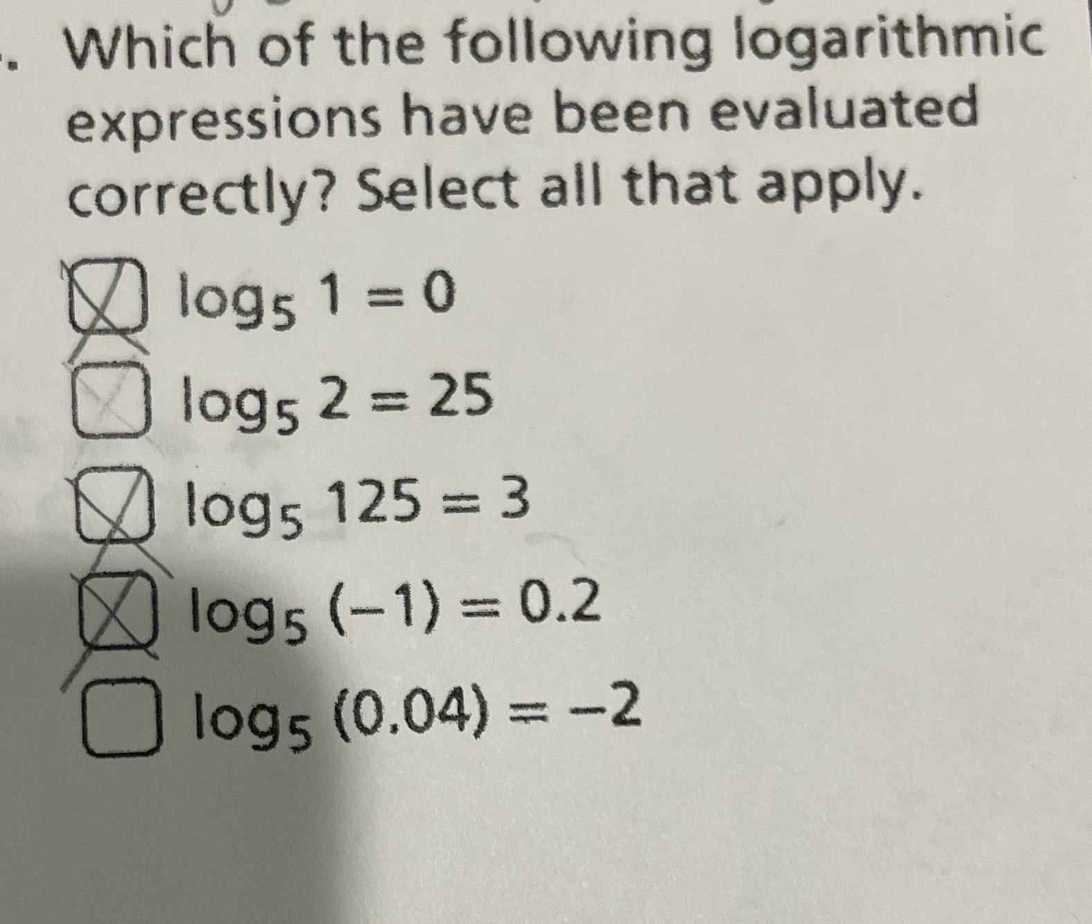 Which of the following logarithmic expressions