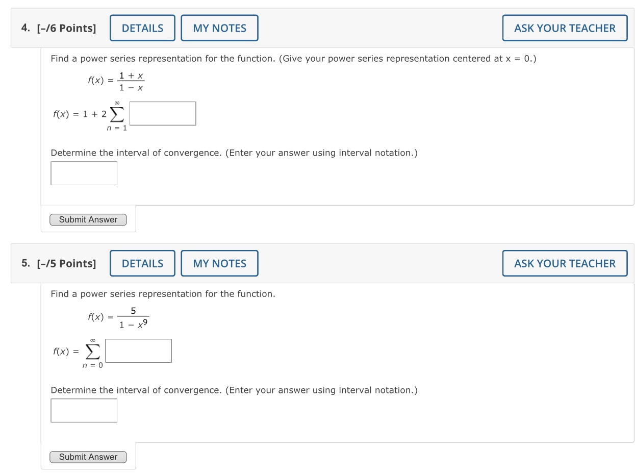 Can you help me with 4 and 5 4. [-/6 Points]