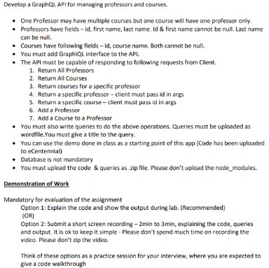Develop a GraphQL API for managing professors and