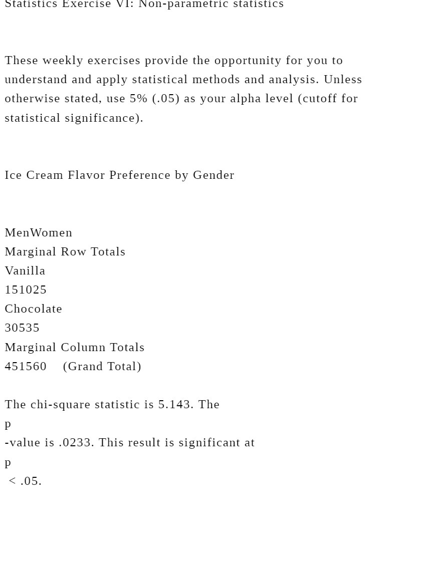 {Statistics Exercise Vi: Non-parametric