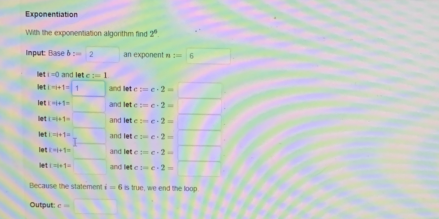 Algorithms Exponentiatron With the exponentialion