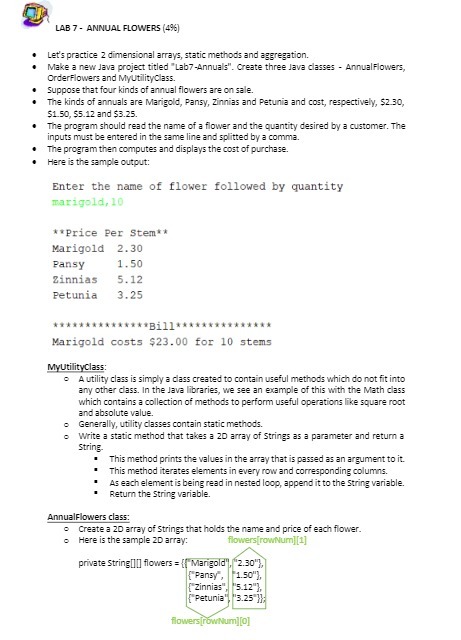 LAB 7 - ANNUAL FLOWERS (4%%) Let's practice
