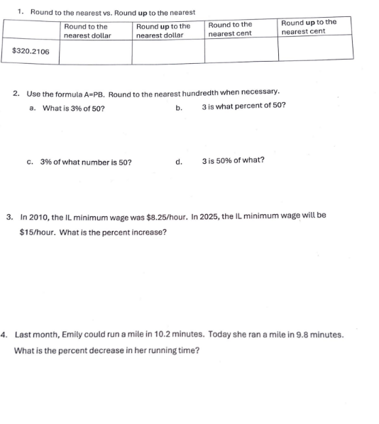 1. Round to the nearest vs. Round up to the