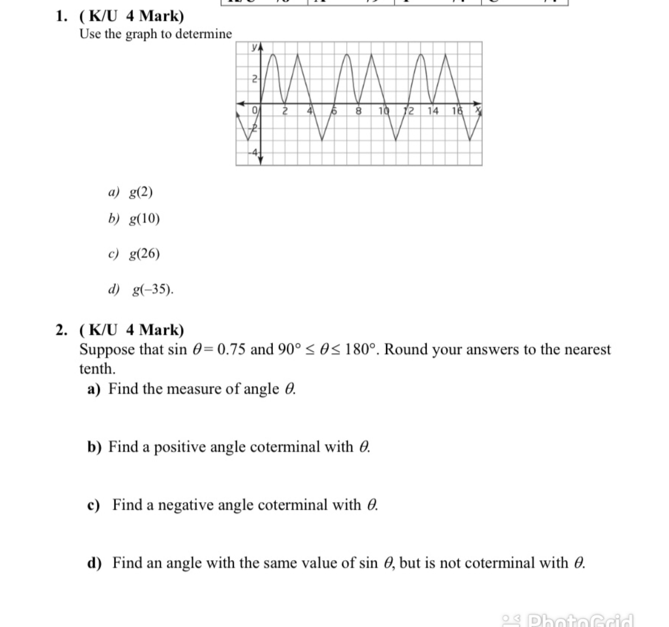 Please handwriting, 1. ( K/U 4 Mark) Use the