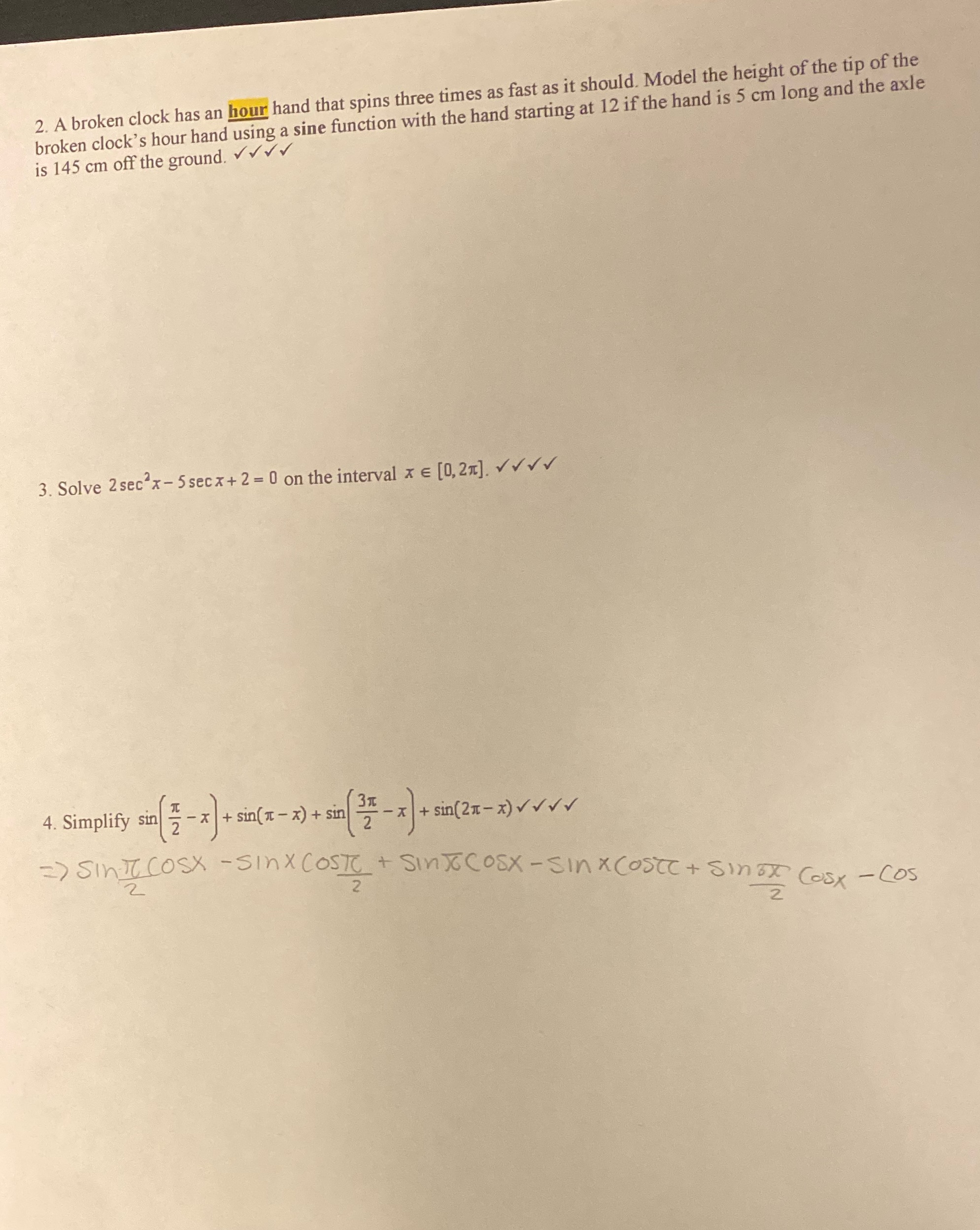 2. A broken clock has an hour hand that spins