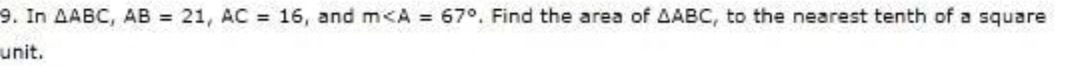 9. In MBC. AB = 21, AC = 16. and want = 67. Find