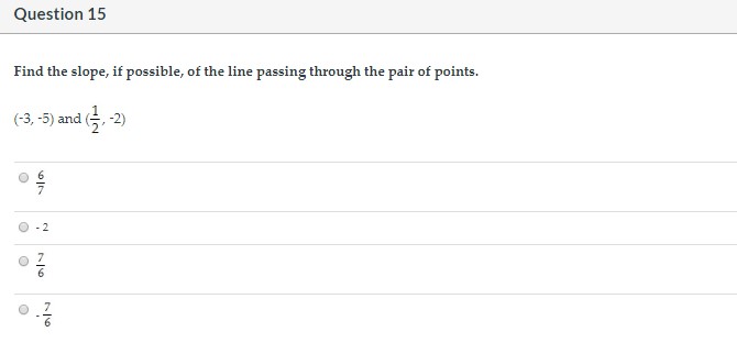 Find the slope, if possible, of the line passing