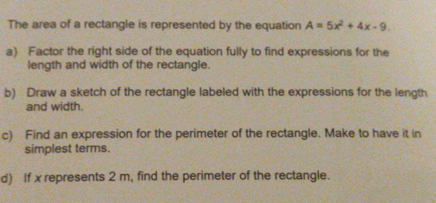 area of a triangle The area of a rectangle is