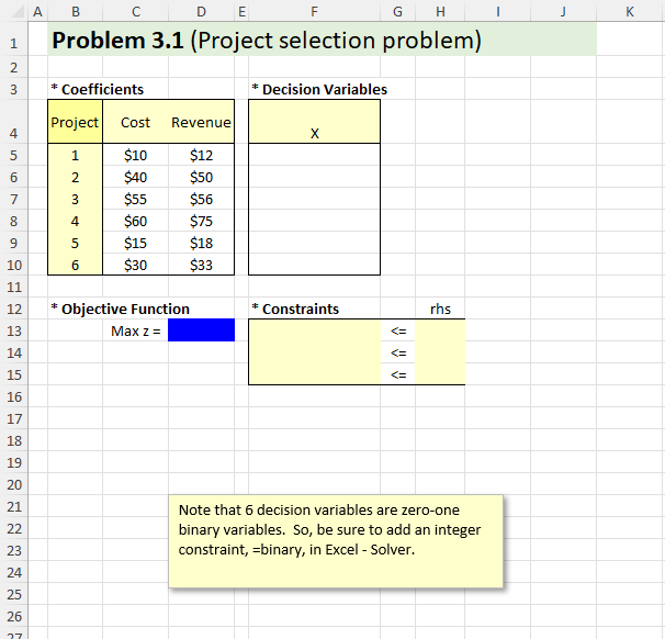 I need help with formulating the pictured problem