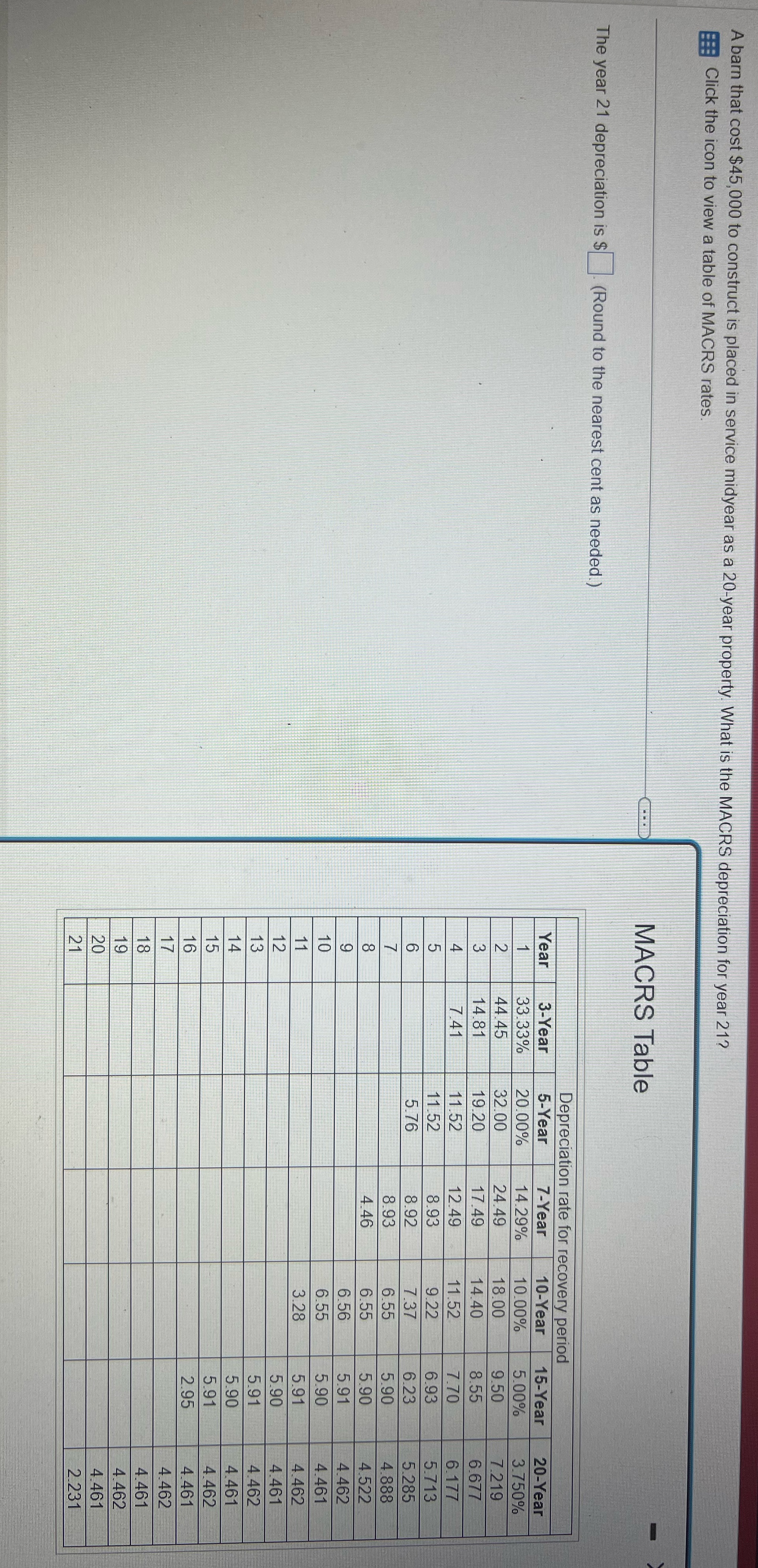 Resolve for me please A barn that cost $45,000 to