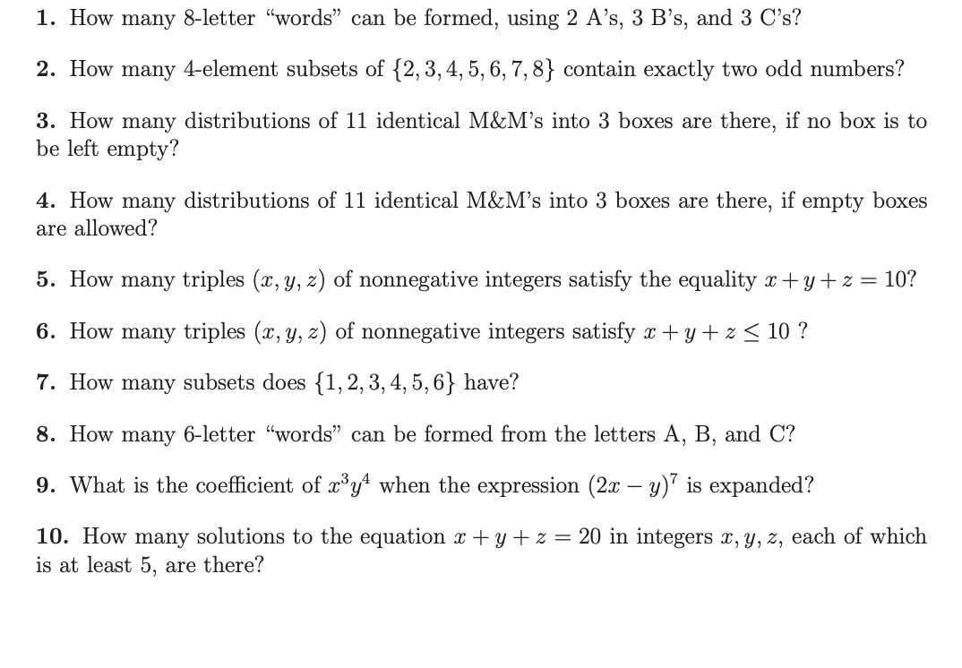 1. How many 8-letter \"words\" can be formed,