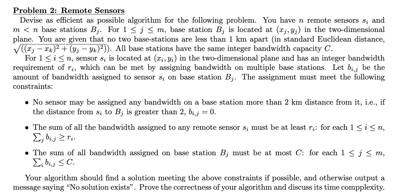 Problem 2: Remote Sensors Devise as efcient as
