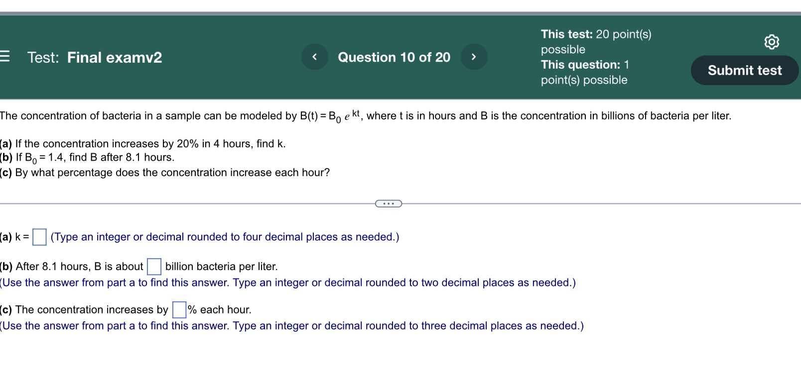 #10 This test: 20 pcintls) possible This