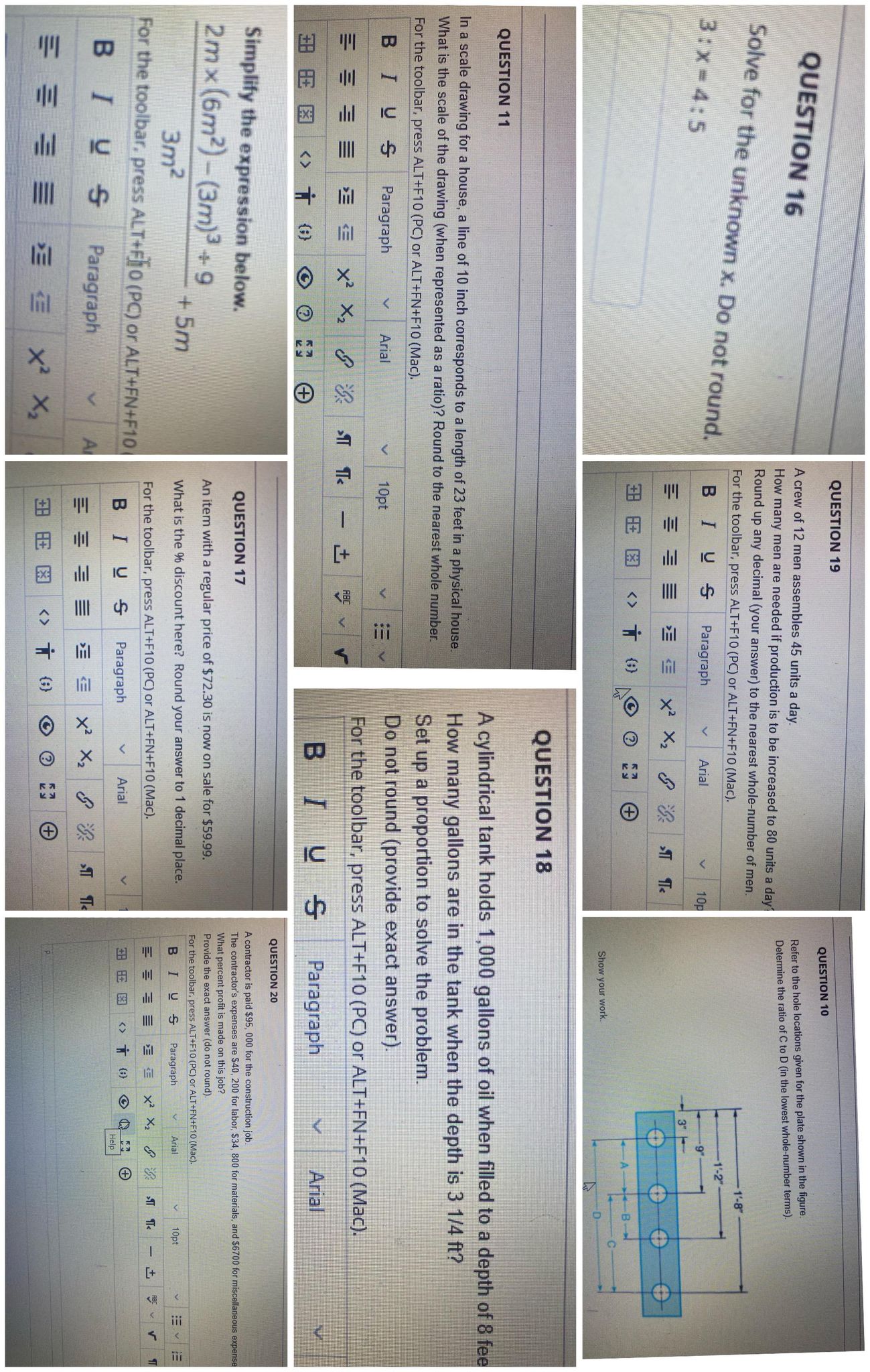 QUESTION 19 QUESTION 10 QUESTION 16 A crew of 12