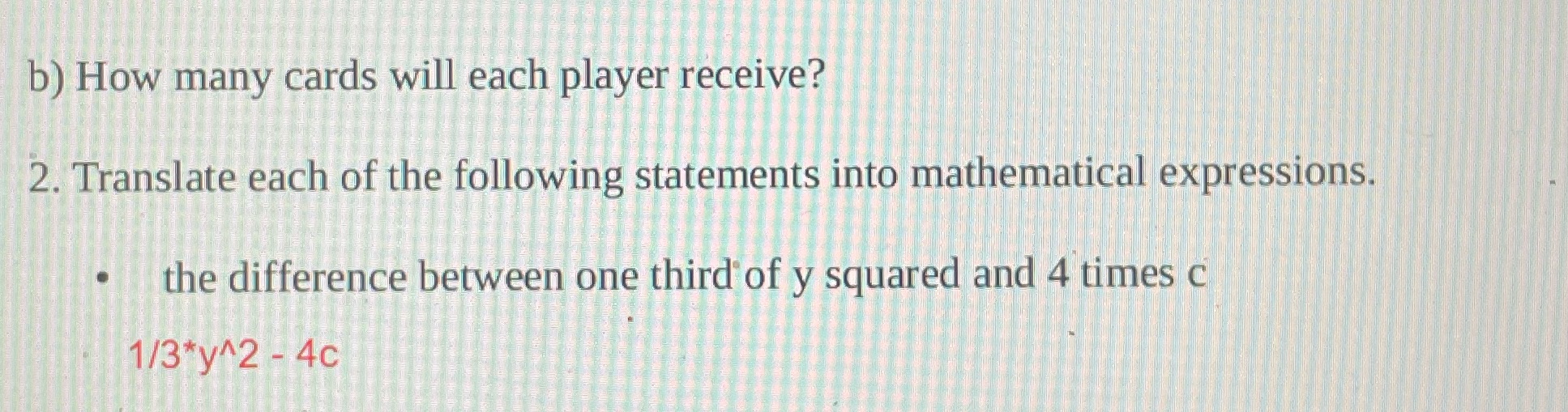 Math b) How many cards will each player receive?