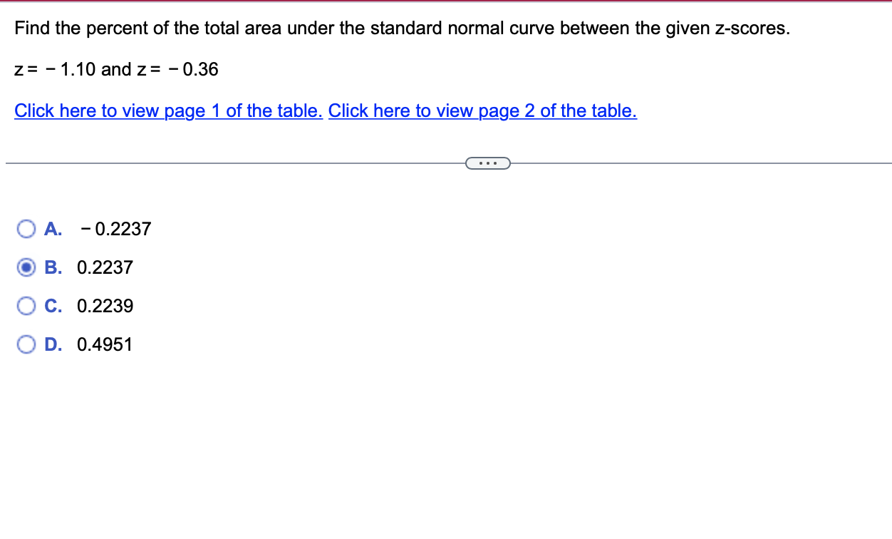 Find the percent of the total area under the