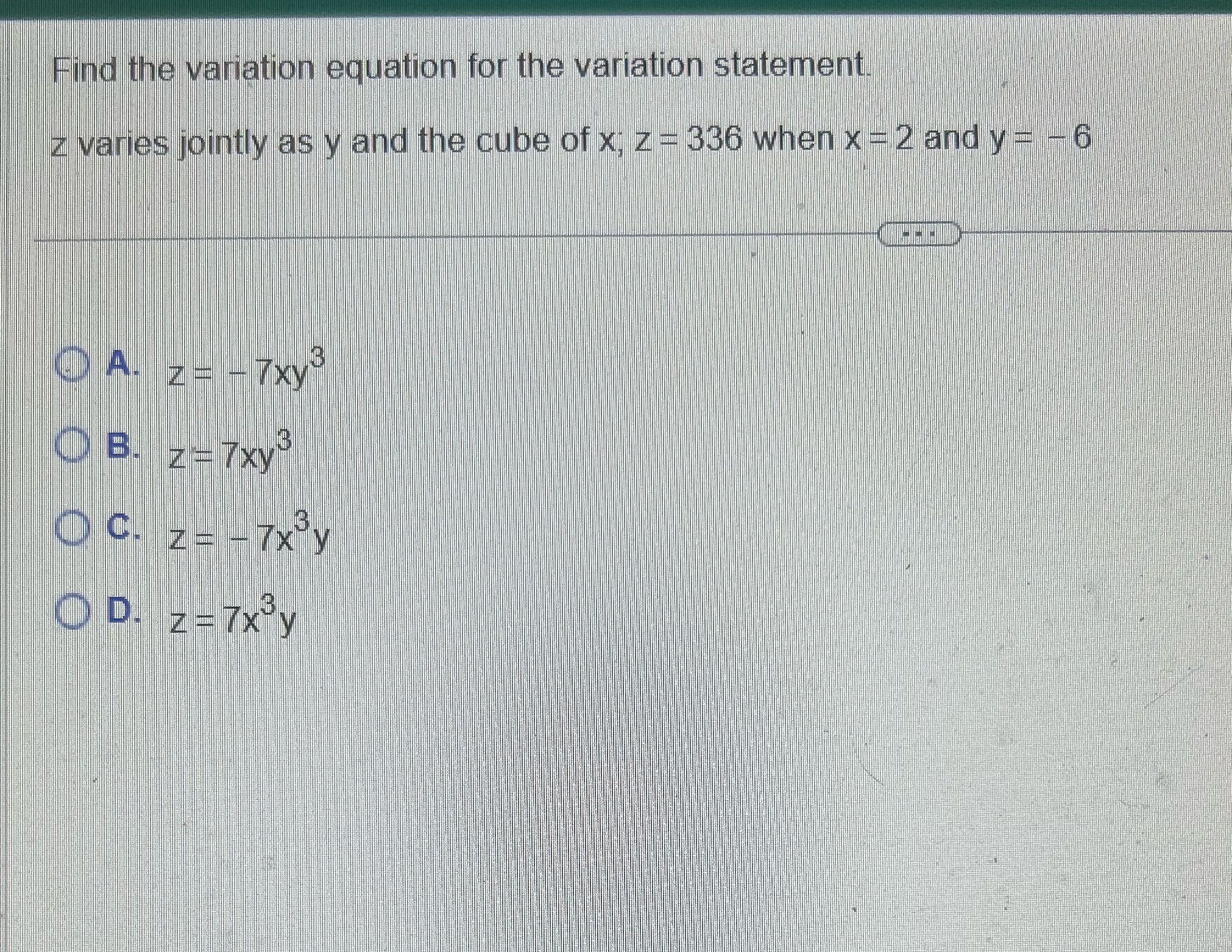 Find the variation equation for the variation
