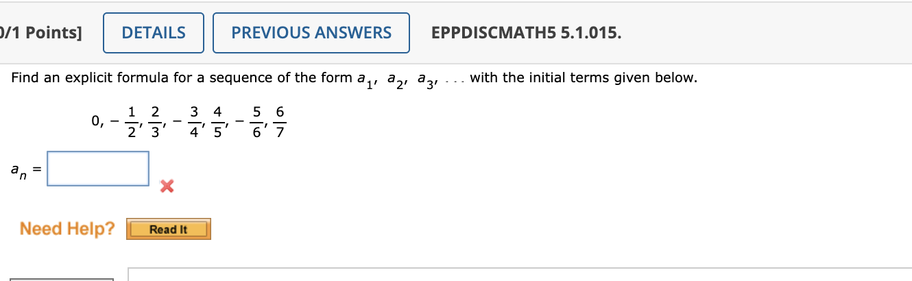 111 Points] DETAILS PREVIOUS ANSWERS EPPDISCMATHS