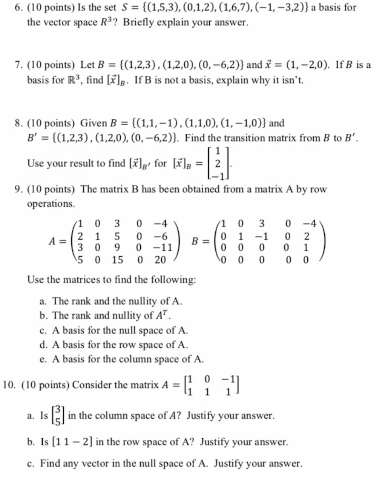 6. (10 points) Is the set S = {(153), (0,1,2),