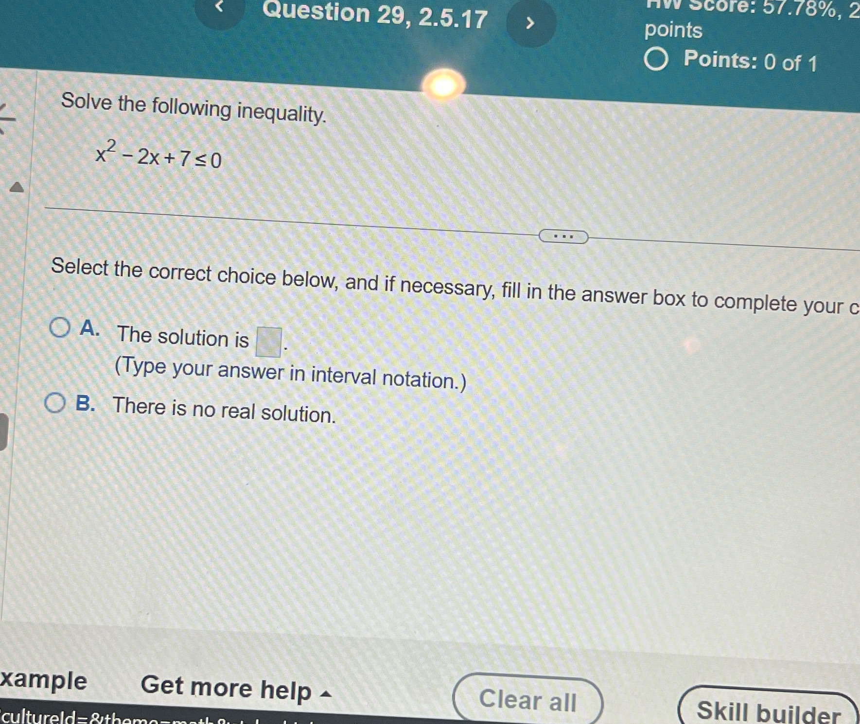 nw Score: 5/.78%, 2 Question 29, 2.5.17 points O