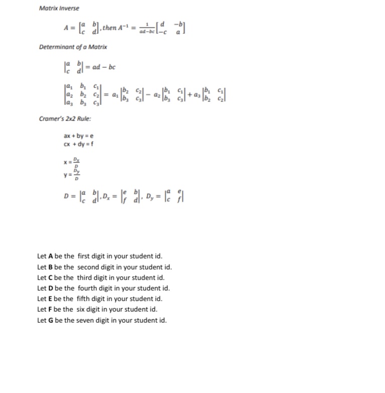 Rapid response before 11:40 Matrix Inverse A = [