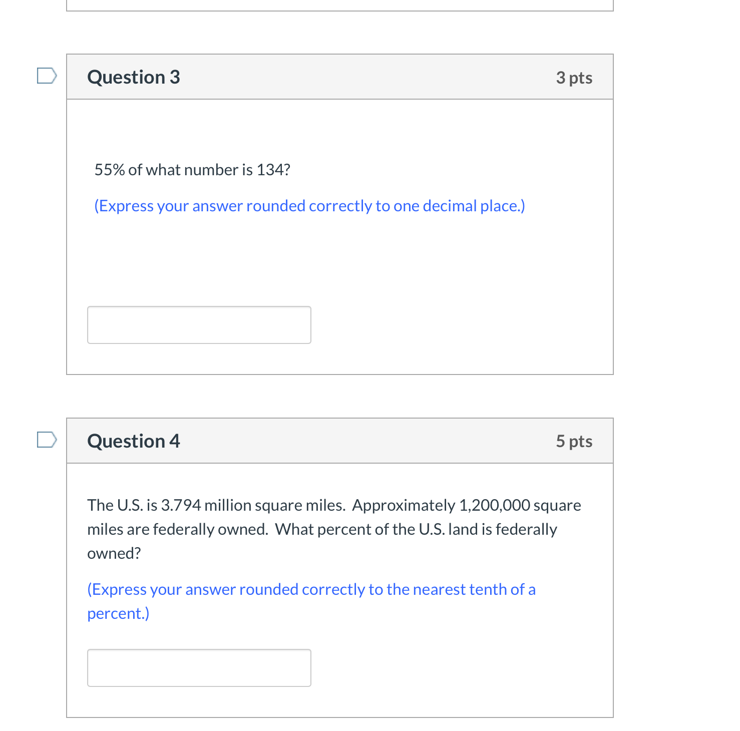 1) 55% of what number is 134? (Express your