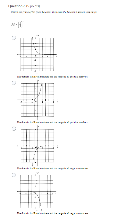 Question 6 (5 points) Sketch the graph of the