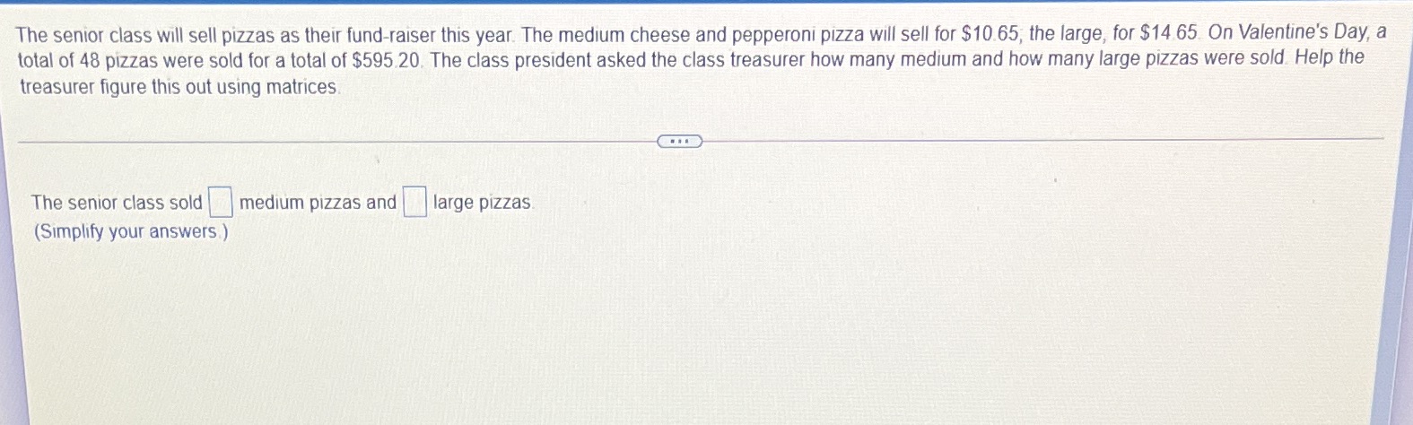 Thank you. The senior class will sell pizzas as