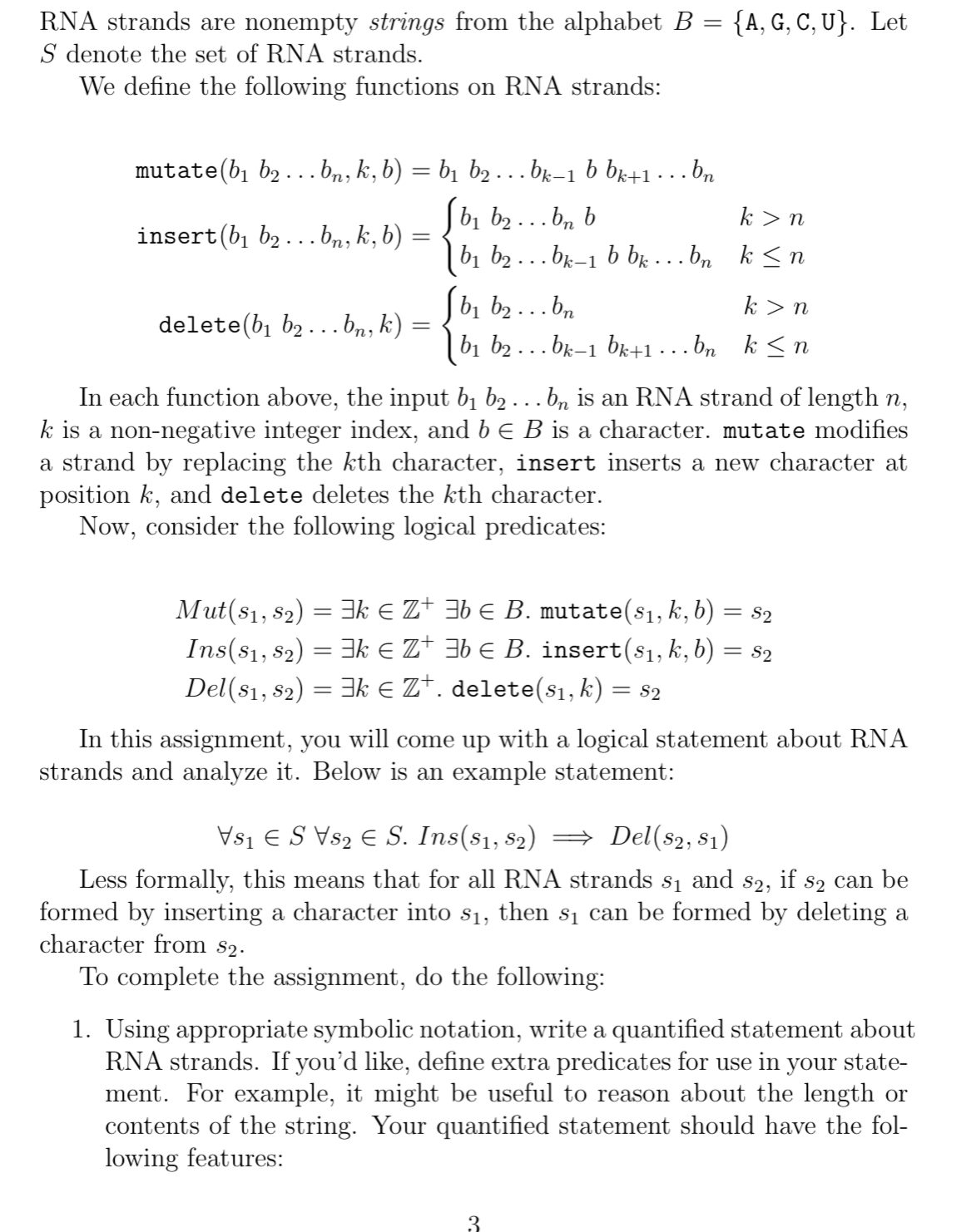 RNA strands are nonempty strings from the