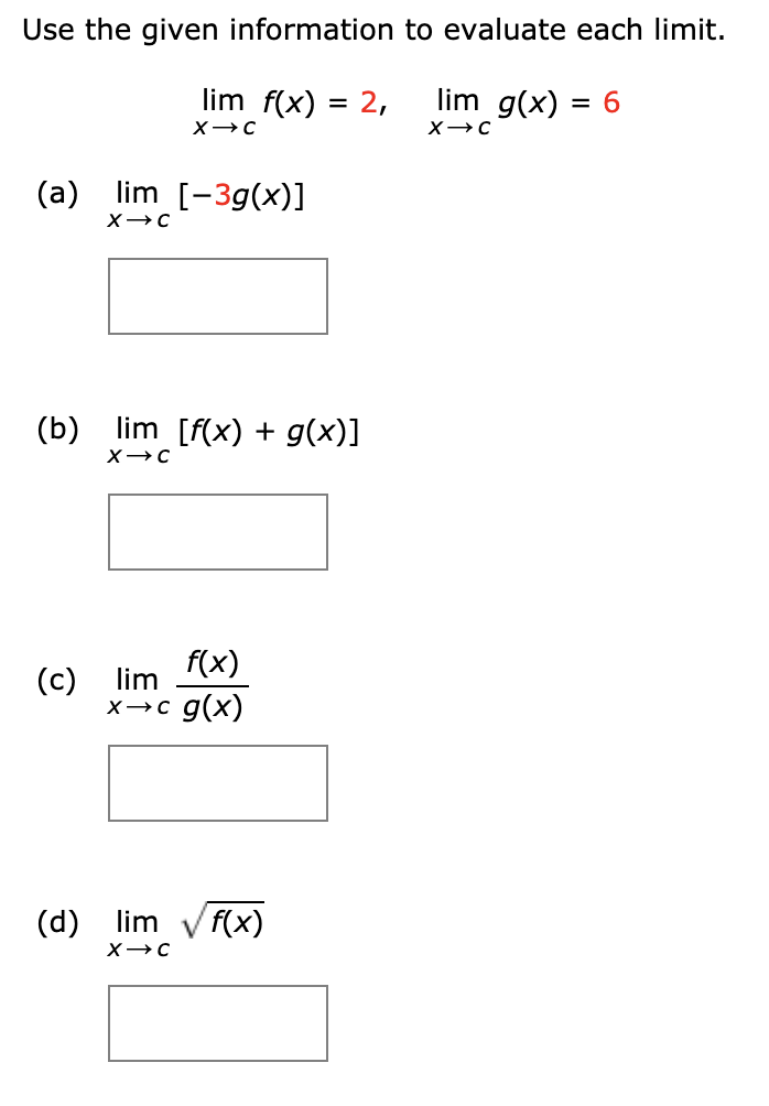 Limit problem. Use the given information to