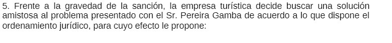 5. Frente a la gravedad de la sancion, la empresa