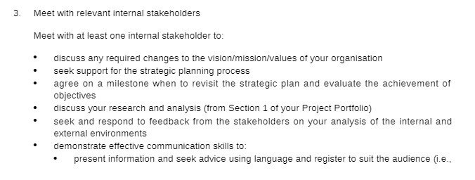 3. Meet with relevant internal stakeholders Meet